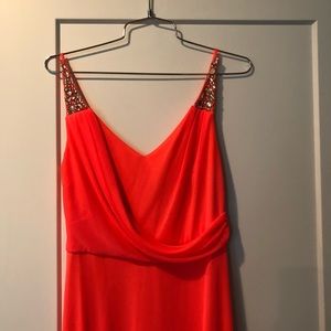 Coral formal dress with rinestones